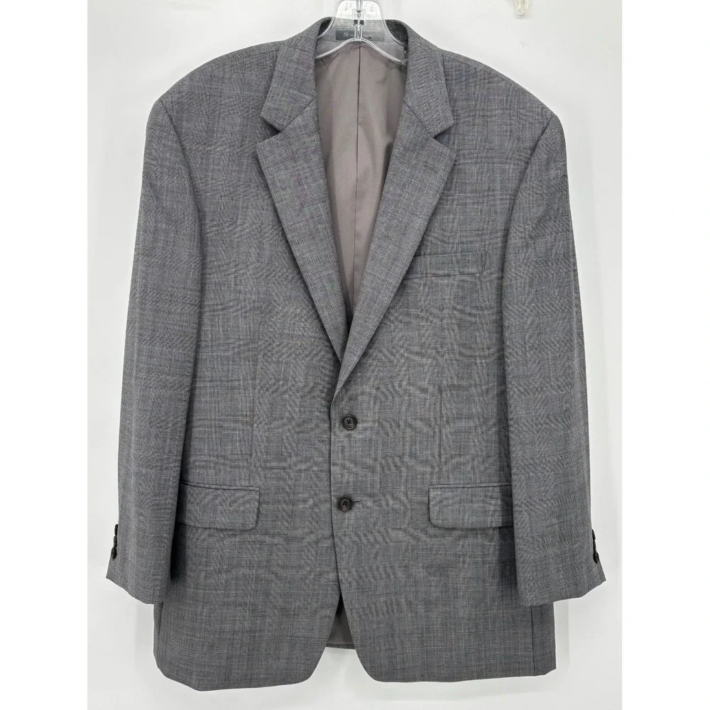 Lauren Ralph Lauren Wool Blazer‎ Sport Coat 42R Gray Plaid Classic Fit Jacket